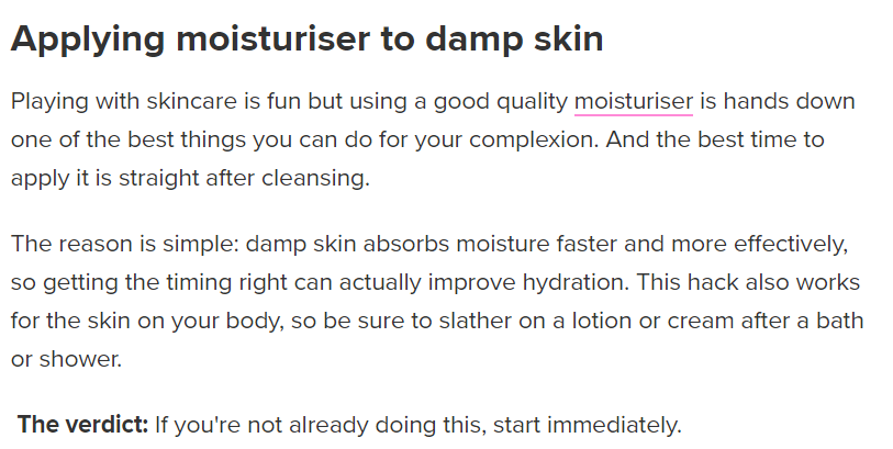 damp skin