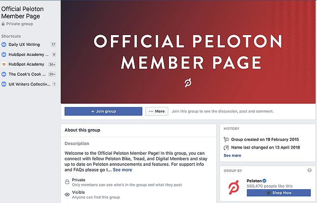 peloton member page facebook