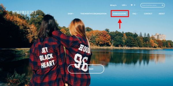 1950s Collective homepage referral program CTA