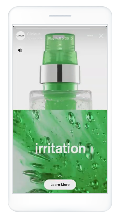 Image showing an example of messenger ads for Clinique instant experience