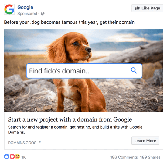 Image showing domain ads