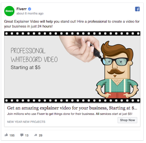 Image of Fiverr Video Facebook Ad