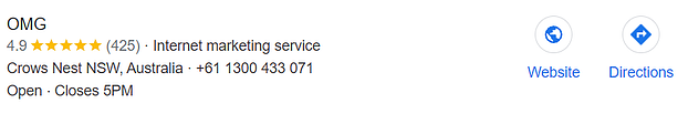 Example from Google My business / GMB