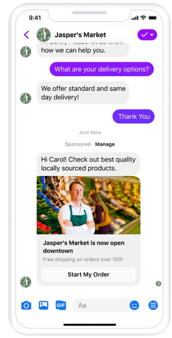 Image showing messenger ads