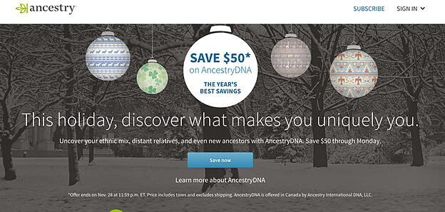 Ancestry save now call to action