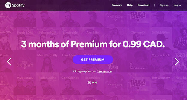 Spotify get premium call to action button