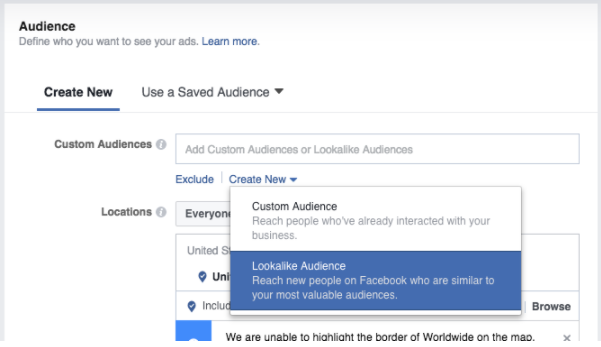 Image showing how to create a lookalike audience ad
