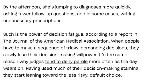 Dropbox article about decision fatigue OMG