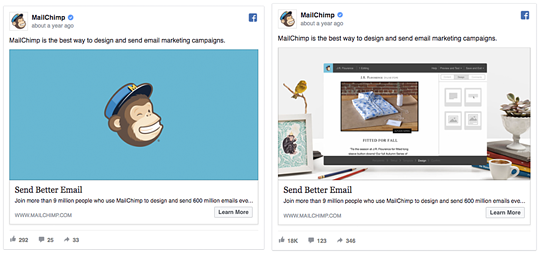 Image showing an example of facebook ads testing
