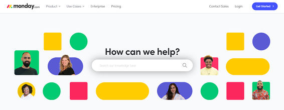 Image showing an example of an faq page from monday.com