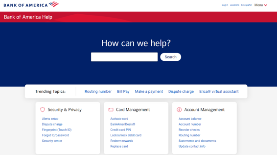 Bank of America FAQ Pages