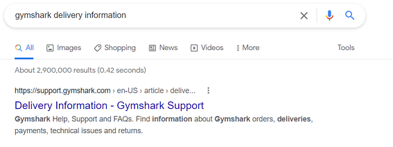 Image showing an example from gymshark