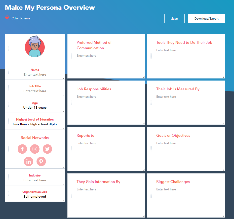 hubspot make my persona generator