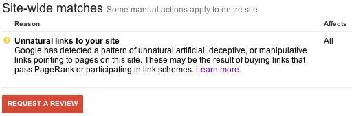 Google search console warning of unnatural link growth