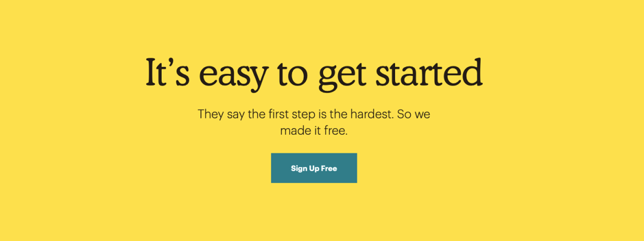 Mailchimp signup CTA example
