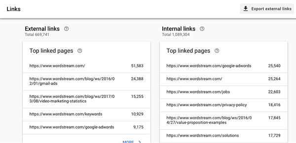 New GSC links report