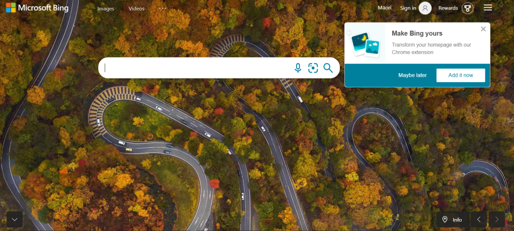 Bing homepage search bar