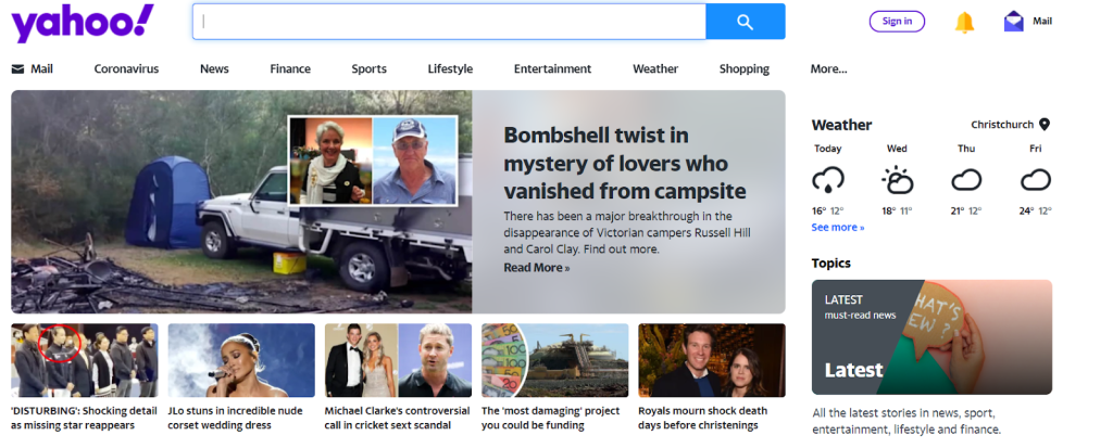 Yahoo Homepage Search Bar