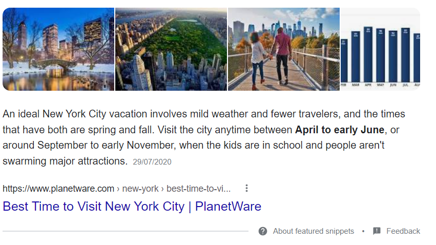 Featured Snippet in Google Search Results