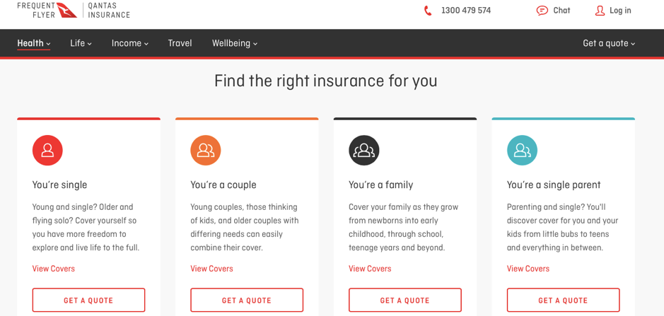 Qantas Insurance select insurance plan example