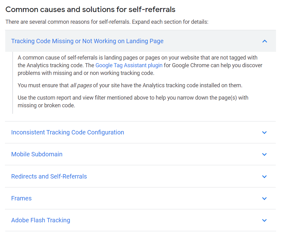 Self Referral Issues in GA Tracking