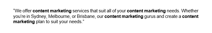 SEO content marketing example of keyword stuffing