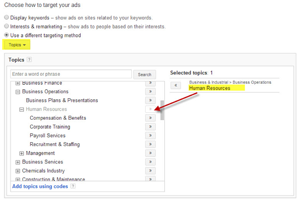 GDN topic targeting