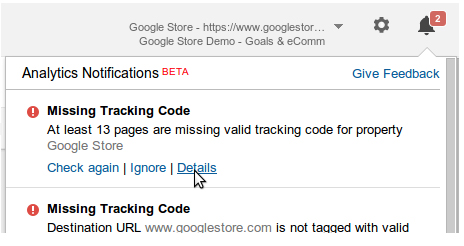 GA4 Missing Tracking Code Notification 