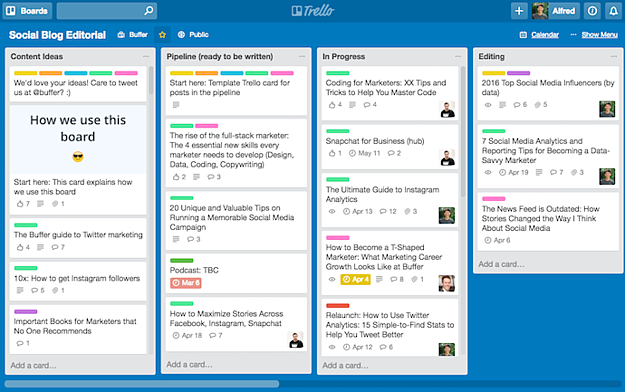 Content Calendar Template by Trello