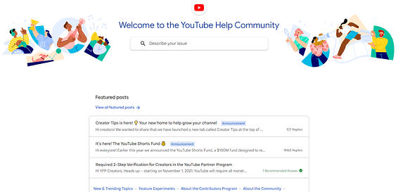 YouTube FAQ Pages