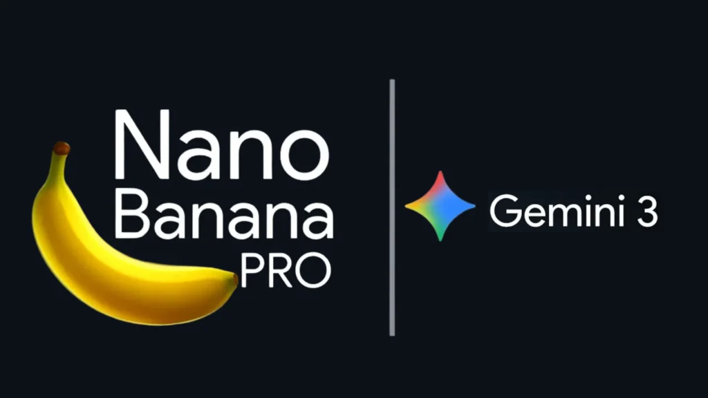 Graphic showing Google AI’s Gemini 3 and Nano Banana Pro models expanding globally, highlighting generative images and AI search capabilities used in modern digital marketing.