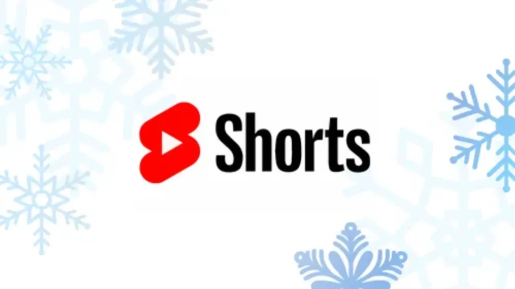 YouTube Shorts logo displayed with seasonal snowflake graphics, representing expanded ad placements during holiday shopping periods.