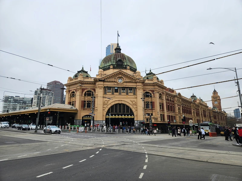 Flinders Street Station in Melbourne - front-facing and wide-angle shot
