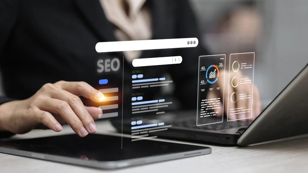seo techniques with a laptop and digital tablet