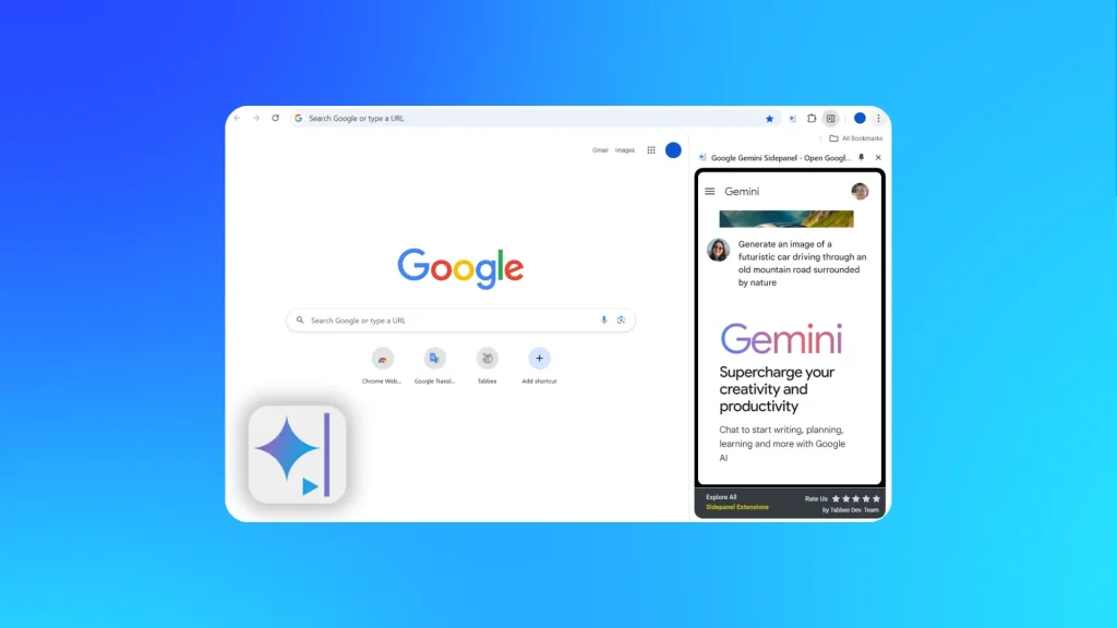 Google Chrome browser featuring the Gemini AI side panel, enabling users to summarise pages, ask follow-up questions and complete tasks without leaving the tab