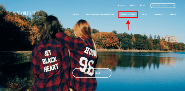 1950s Collective homepage referral program CTA