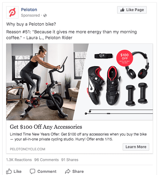 Image showing domain ads for Peleton