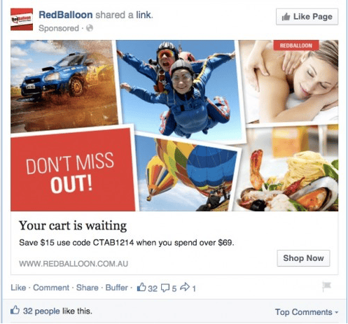 Redballoon retargeting ad capaign