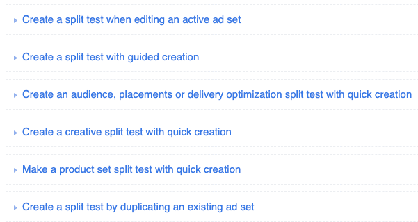 Split test for CTA's