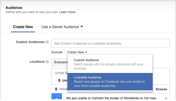 Image showing how to create a lookalike audience ad