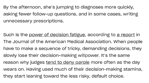 Dropbox article about decision fatigue OMG