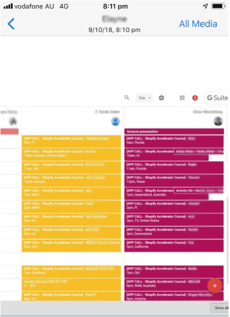 Example of sales appointment bookings