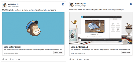 Image showing an example of facebook ads testing