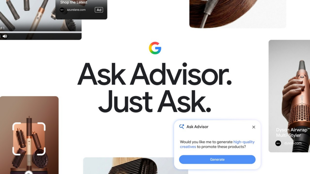 Google Ask Advisor generating Dyson Airwrap ad creatives at Google Marketing Live 2026
