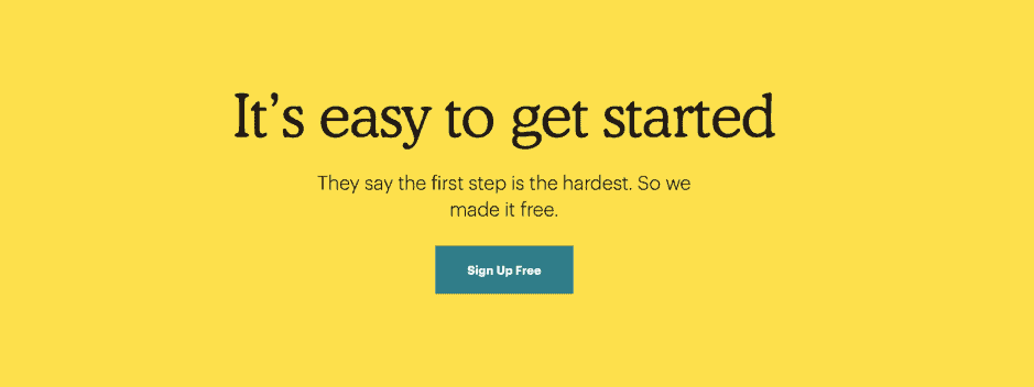 Mailchimp signup CTA example