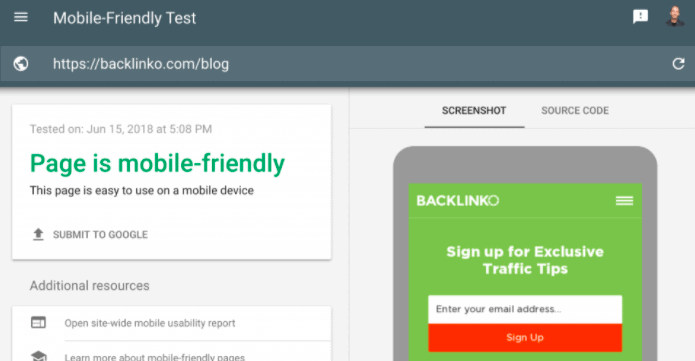 mobile friendly test by OMG