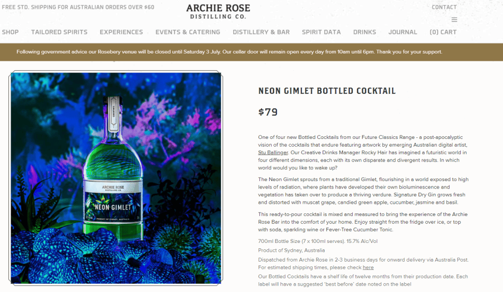 Archie Rose Product Descriptions Example For OMG
