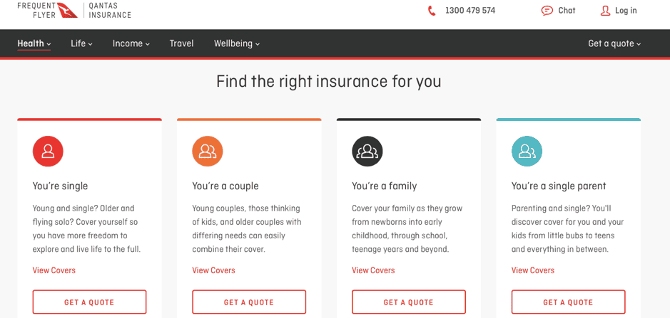 Qantas Insurance select insurance plan example