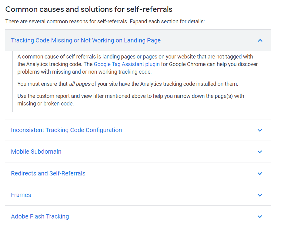 Self Referral Issues in GA Tracking