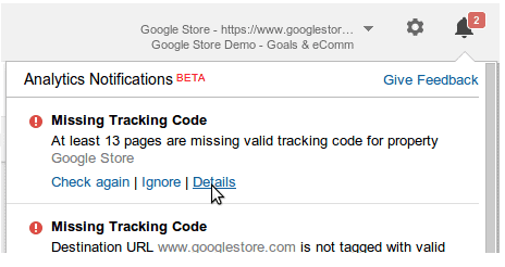 GA4 Missing Tracking Code Notification